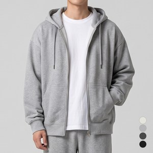 디커스텀 남녀공용 루즈핏 무지 후드집업 빅사이즈 4컬러