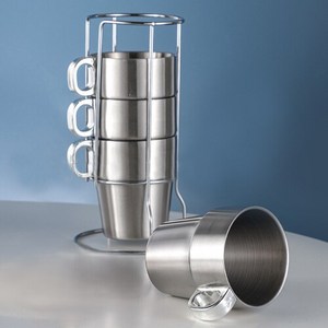 캠핑 진공컵 캠핑용 이중 진공 스텐컵 거치대 세트 4P, 1개