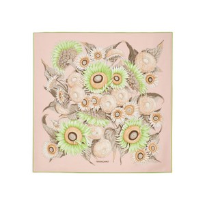 페라가모 선플라워 프린트 실크 스카프