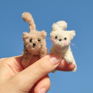 NEW 모루프렌즈 모루인형 만들기 키트 키링 DIY 2P 선물 세트, 1개, 고양이_치즈
