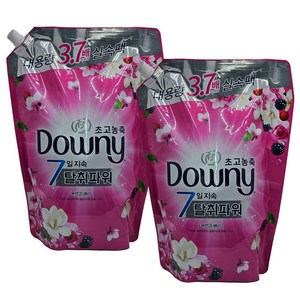 다우니 7일 지속 탈취파워 초고농축 섬유유연제 목련과베리 리필, 2.6L, 2개