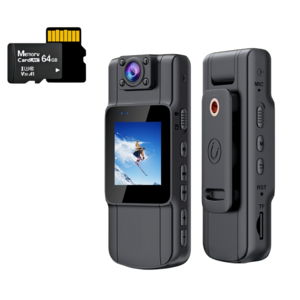 고화질 바디캠 초소형 오토바이 액션캠 자전거 블랙박스 녹음 카메라 이동감지 야시렌즈 180도 회전렌즈 브이로그카메라 +64G메모리카드