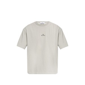 스톤 아일랜드 로고 자수 티셔츠, 베이지계열, Standard M(KR 95)