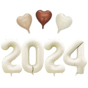 [해피쏘굿] 2024 숫자 풍선 세트, 1세트, 크림 숫자세트