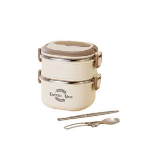 304 스테인리스 스틸 보온 도시락통 직장인 도시락통 전자레인지용 다용도 도시락통 + 젓가락, 1600ML 2단 ..., 1세트