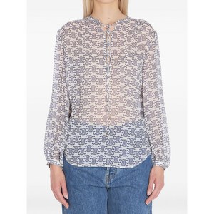 셀린느 로미 타이 넥 프린트 블라우스, 화이트계열+블루계열, IT 42(KR 55)