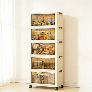 Frokom 이동식 폴딩 수납장 폭 55cm 리빙박스 접이식 바퀴 수납함 다용도 정리함