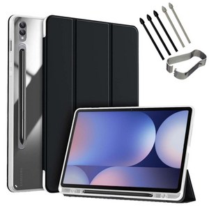 갤럭시탭S10 플러스 울트라 클리어 투명 북커버 케이스 S펜슬 수납 S10+ Ulta 삼성 케이스나라, 블랙, 1개