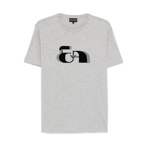 엠포리오아르마니 로고 그래픽 티셔츠, 그레이계열, Standard L(KR 100)