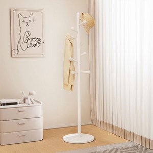 OMBRY 스탠드 옷걸이 원목 원판형 10구 방울형 행거 트리