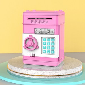 fooi 노래하는 ATM 미니금고 지폐 저금통, 핑크