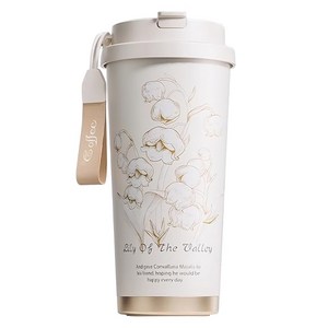 GIANXI 플라워 레터 커피 텀블러, 퓨어 화이트, 500ml, 1개