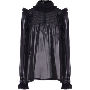 생로랑 세미 시스루 크레이프 블라우스