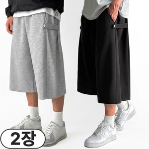빠델 [당일출고/1+1] 7부 사이드스냅 버뮤다팬츠 벌룬 와이드 반바지 빅사이즈스웻 팬츠 츄리닝