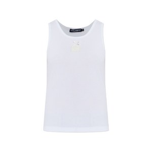 돌체앤가바나 보우 디테일 로고 패치 탱크 탑, 화이트계열, Italy 42(KR 55)