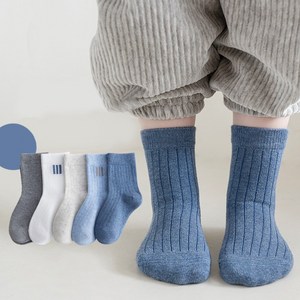 아동용 어린이 중목 양말 5족 세트