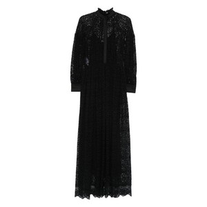 디올 레이스 디테일 긴소매 맥시 드레스