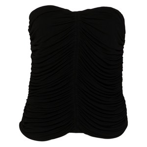 생로랑 주름 스트랩리스 탑, 블랙계열, France 38(KR 66)