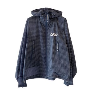 디올 그리드 패턴 후드 재킷