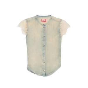 디젤 드-말카-S 레이스 패널 버튼 셔츠