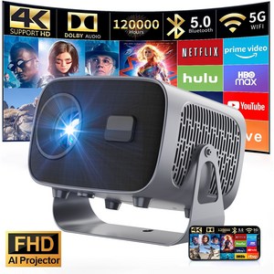 TOPRIO 빔프로젝터 4K 영상 입력 지원 WiFi6 블루투스5.0 초고해상도 자동 키스톤 가정용 캠핑용 휴대용