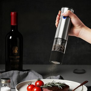 SMABAT 전동 소금 후추 그라이더 후추통 스텐 후추 그라이더 굵기 5단계 조절 Type-C 충전