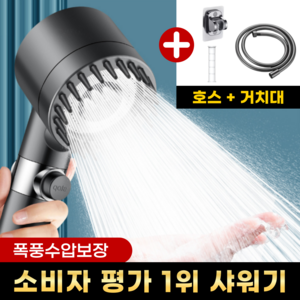 비타크린 폭풍수압 초강력 필터 샤워기 헤드, 프리미엄 실버, 1개