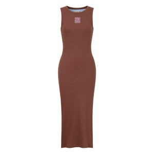 마르니 로고 패치 골지 미디 드레스, 브라운계열, Italy 38(KR 44-55)