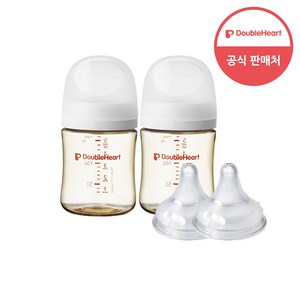 더블하트 모유실감 3세대 PPSU 베이직 트윈팩 160ml+젖꼭지(2입), 제뉴인화이트, 3세대 젖꼭지S