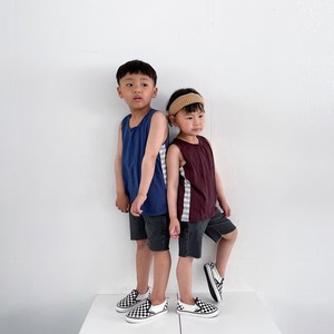 어나덜드림 옆단가라나시티 유아 아동 키즈 주니어 남아 여아 공용 여름 티셔츠 민소매 무지 단가라