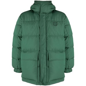 메종키츠네 로고 자수 후드 패딩 코트, 그린계열, Standard XL(KR 110)