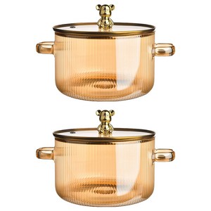 Demi 양수 유리 스튜 냄비 1.5L, 16cm, 앰버, 2개