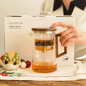 오후반차 원버튼 드롭 티머그 B형, 투명, 850ml, 1개