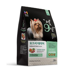 펫9단 생후 2개월 이상 전연령견용 요크셔테리어 건식사료, 오리, 1.8kg, 1개