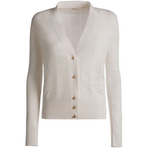 발리 엠블럼 자카드 실크 혼방 가디건, 화이트계열, IT 38(KR 33)