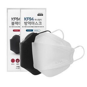 KF94 하나필터 대형마스크 흰색 검정색 국내산 1매입 개별포장, 1개입, 1개