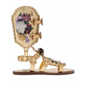 돌체앤가바나 플로럴 모티프 글래디에이터 샌들, Europe 36(KR 230), 골드계열