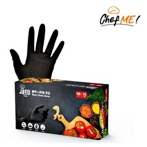 셰프미 니트릴 장갑, 중(M), 100매, 블랙, 중(M)