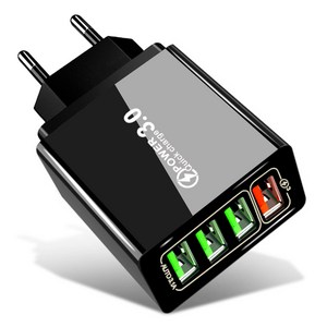 48W 접지 초고속 충전기 4포트 4USB+QC3.0 적용애플 아이폰 아이패드 삼성 갤럭시 픽셀 고속 전원 어댑터SJCDBK