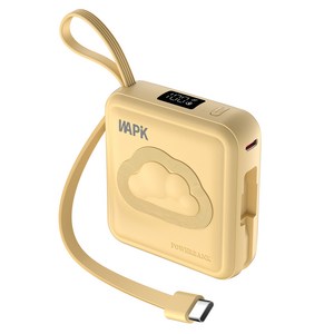 WAPIK 고속충전 일체형 미니 보조배터리 M2 C타입 잔량표시 10000mAh 22.5W