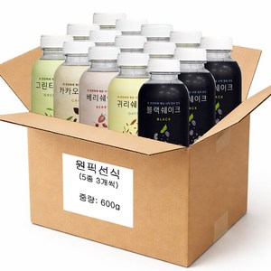 원픽선식 5종 3개씩 블랙쉐이크 베리쉐이크 그린티쉐이크 귀리쉐이크 카카오쉐이크, 600g, 1세트