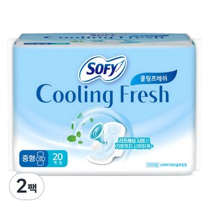 쏘피 쿨링 프레쉬 생리대 날개형, 중형, 20개입, 2개