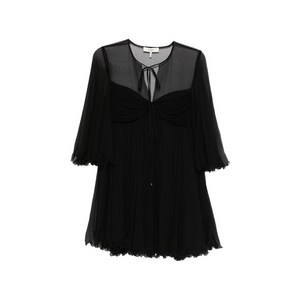 끌로에 타이 디테일 러플 미니 드레스, 블랙계열, France 38(KR 66)