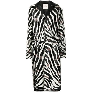 토즈 지브라 프린트 송치 트렌치 코트, 블랙계열+화이트계열, IT 40(KR 44)