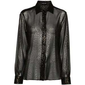 톰포드 라미네이티드 레오파드 프린트 실크 셔츠