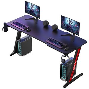 아우스 WINNEREX 올인원 LED 게이밍책상 블랙 게이밍의자 발받침포함 피시방책상 침대형의자 게이밍데스크, RGB형-블랙(800mm)