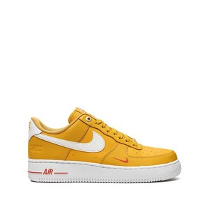 나이키 에어 포스 1 로우 가죽 스니커즈, US 10.5(KR 275), 옐로우계열+화이트계열