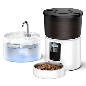 로제코 반려동물 자동 급식기 3L + 자동 급수기 2L 세트, 화이트, 1세트