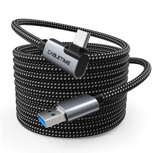 케이블타임 5Gbps VR 헤드셋 링크 90도 C타입 USB3.0 케이블 CA43, 혼합색상, 1개, 7m