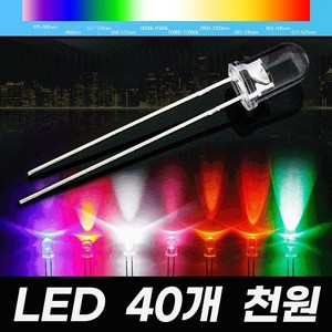 5파이 직진형 LED칩 발광다이오드 5mm 과학 전구 재료 RGBLED 화이트 블루 그린 핑크 레드 옐로우, 5파이 블루 30개